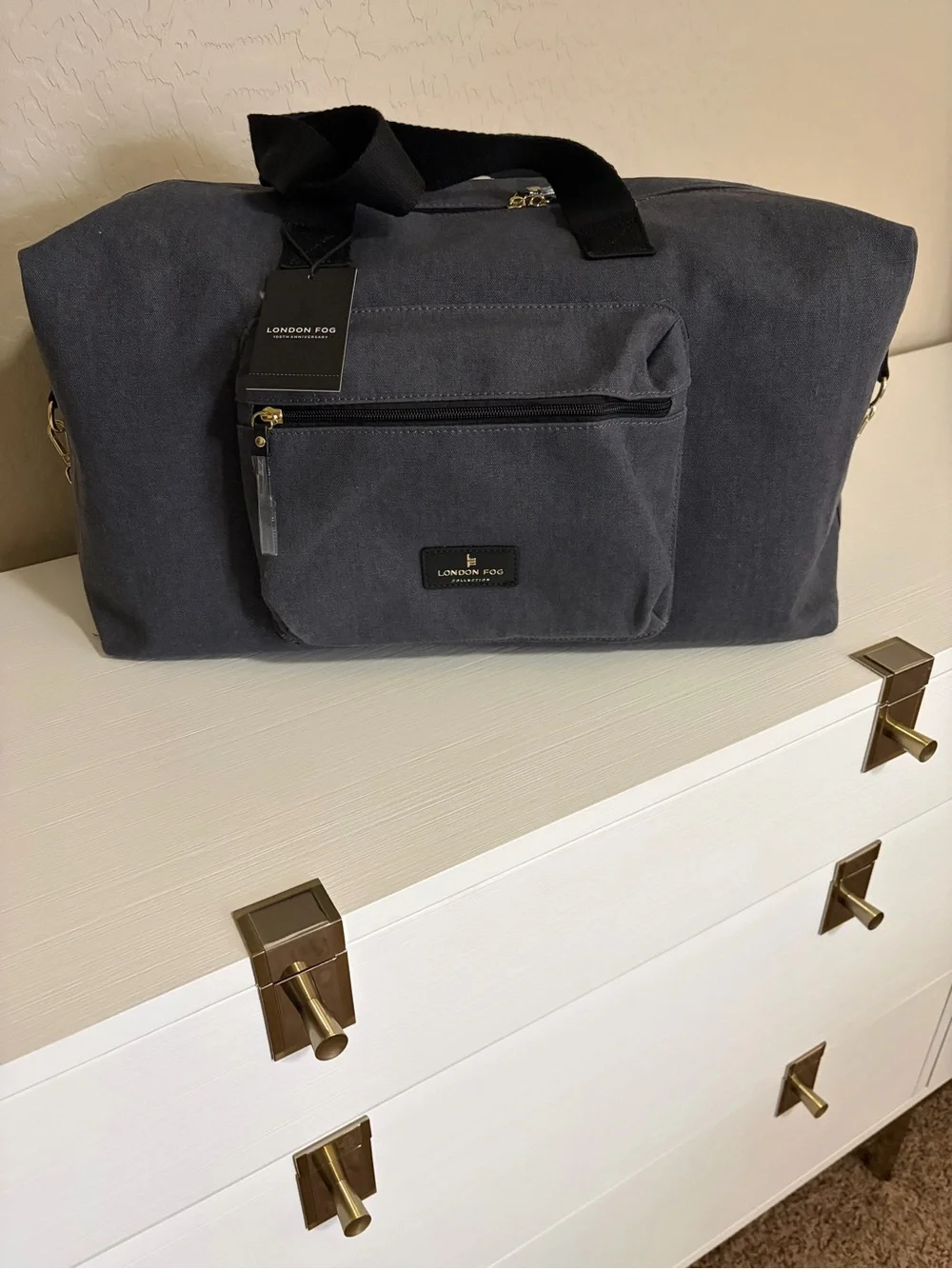 NWT ✈️💂🏽Limited Edition London Fog Gray Denim Canvas Duffel Travel Bag 💂🏽✈️
